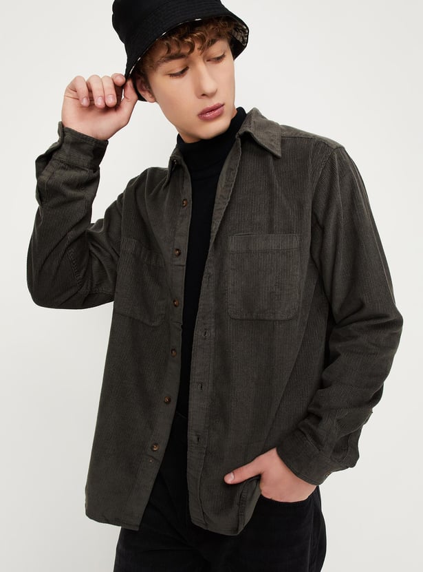 Men Relaxed Fit Corduroy Shirt