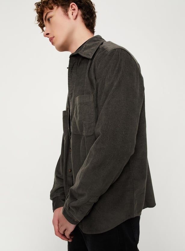 Men Relaxed Fit Corduroy Shirt