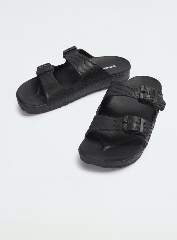 Men Textured Double Strap Sliders