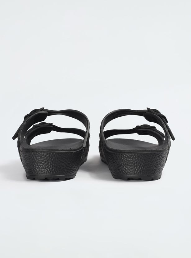 Men Textured Double Strap Sliders