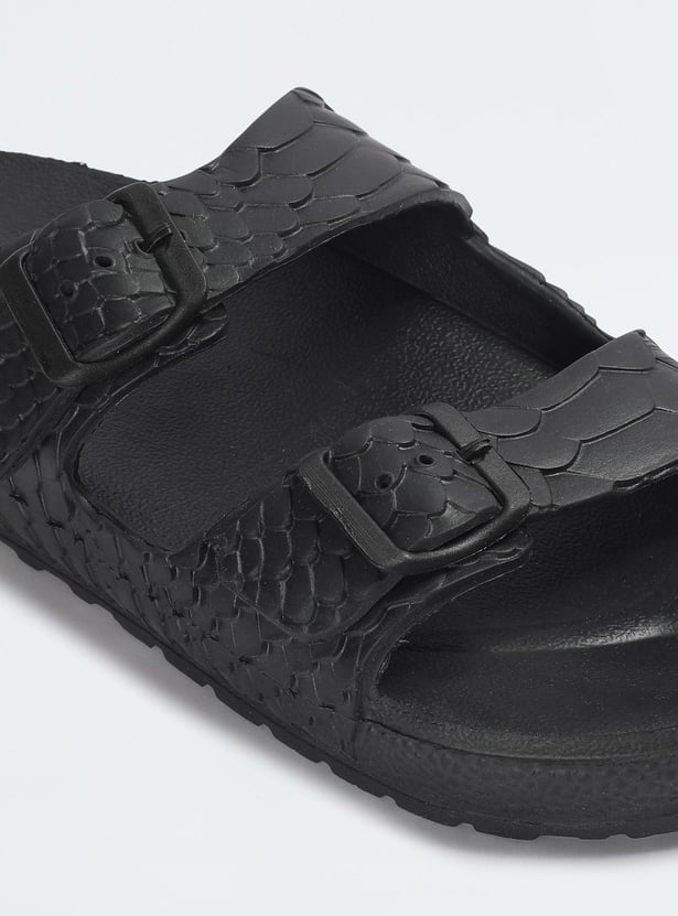 Men Textured Double Strap Sliders