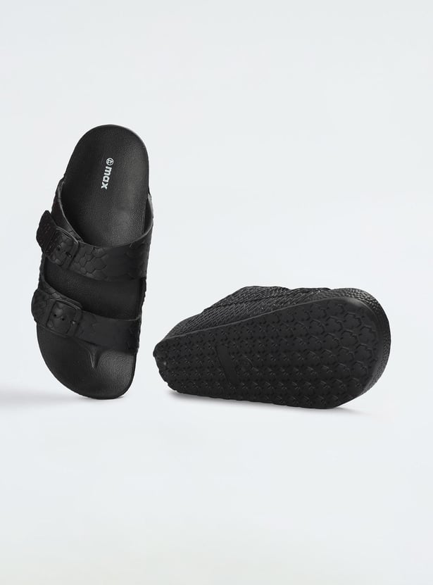 Men Textured Double Strap Sliders