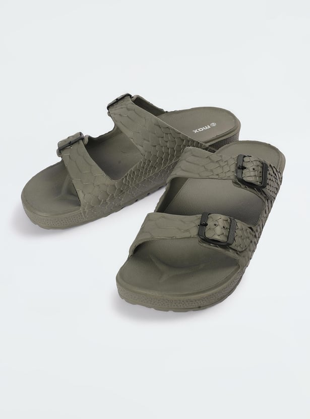 Men Textured Double Strap Sliders