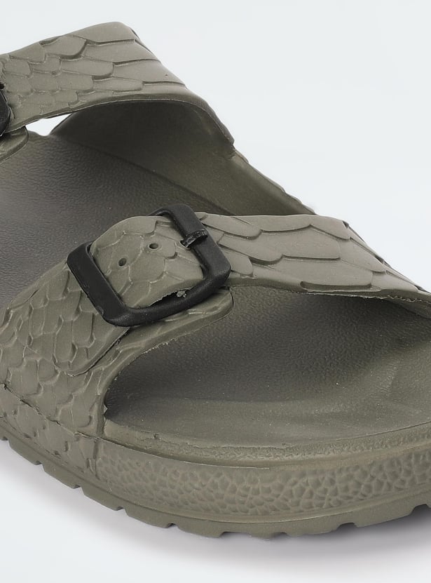 Men Textured Double Strap Sliders