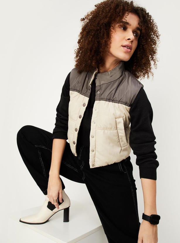 Women Colourblocked Puffer Jacket