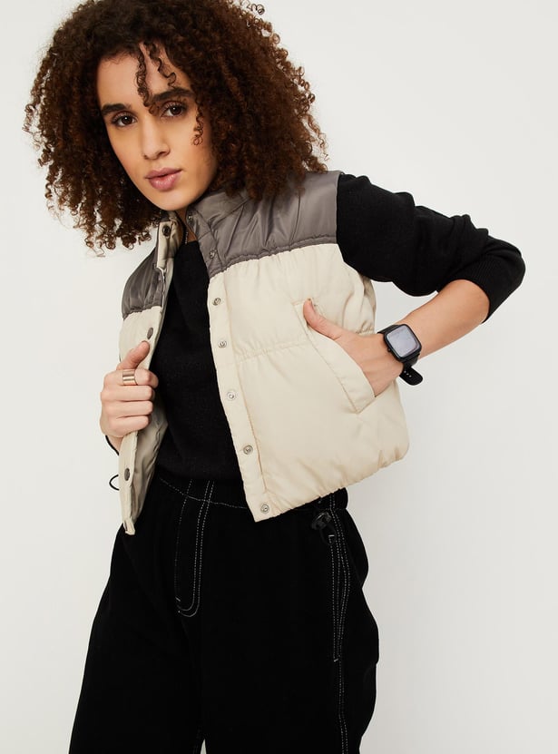 Women Colourblocked Puffer Jacket