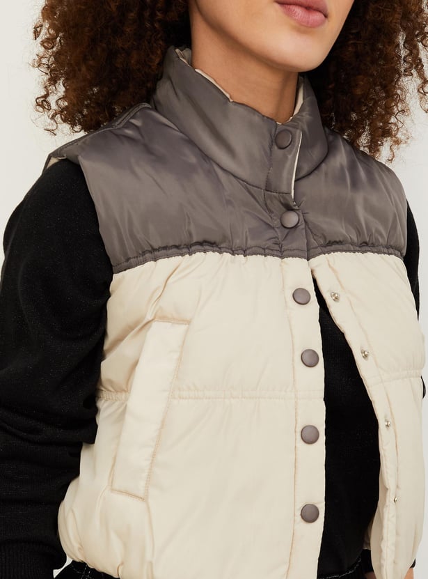 Women Colourblocked Puffer Jacket