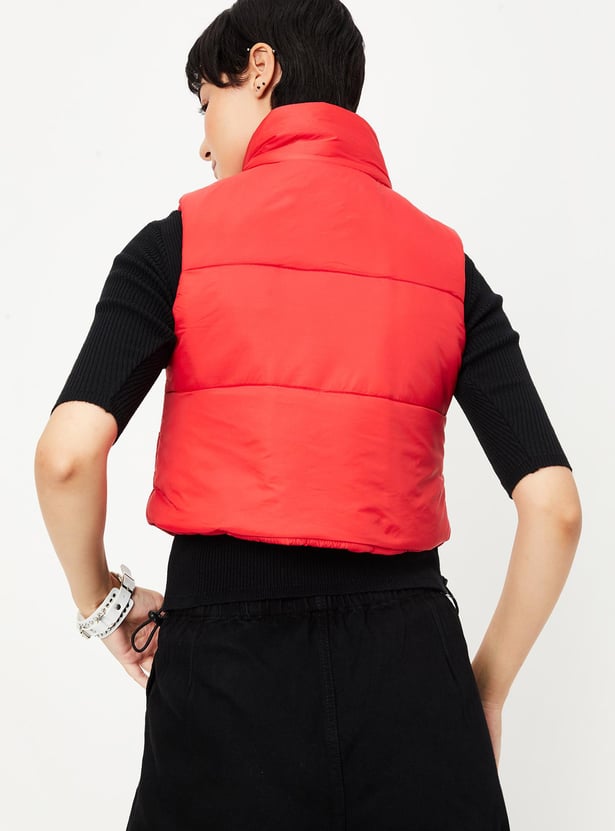 Buy Women Cropped Sleeveless Puffer Jacket Online at just Rs