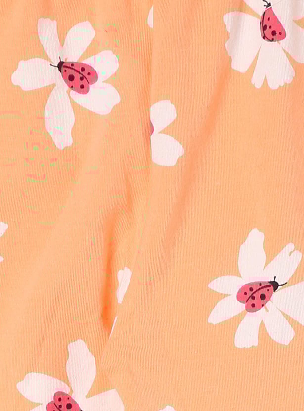 Girls Floral Printed Full-Length Leggings