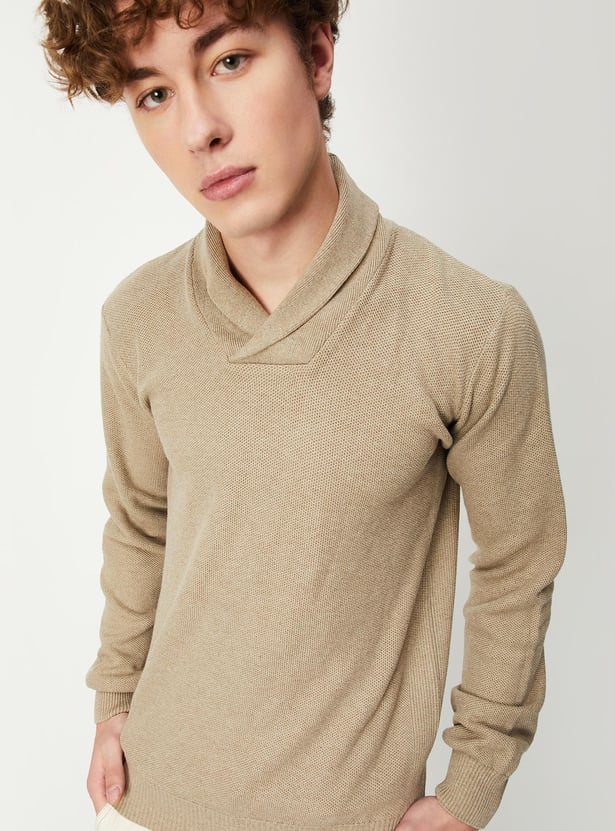 Men Knitted Shawl Collar Sweater