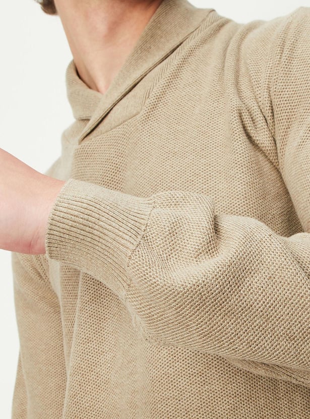 Men Knitted Shawl Collar Sweater