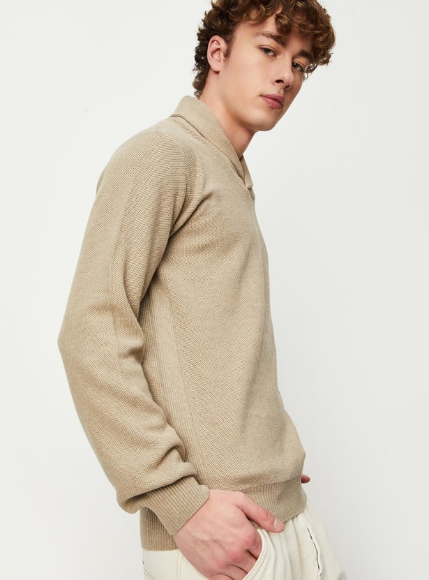 Men Knitted Shawl Collar Sweater