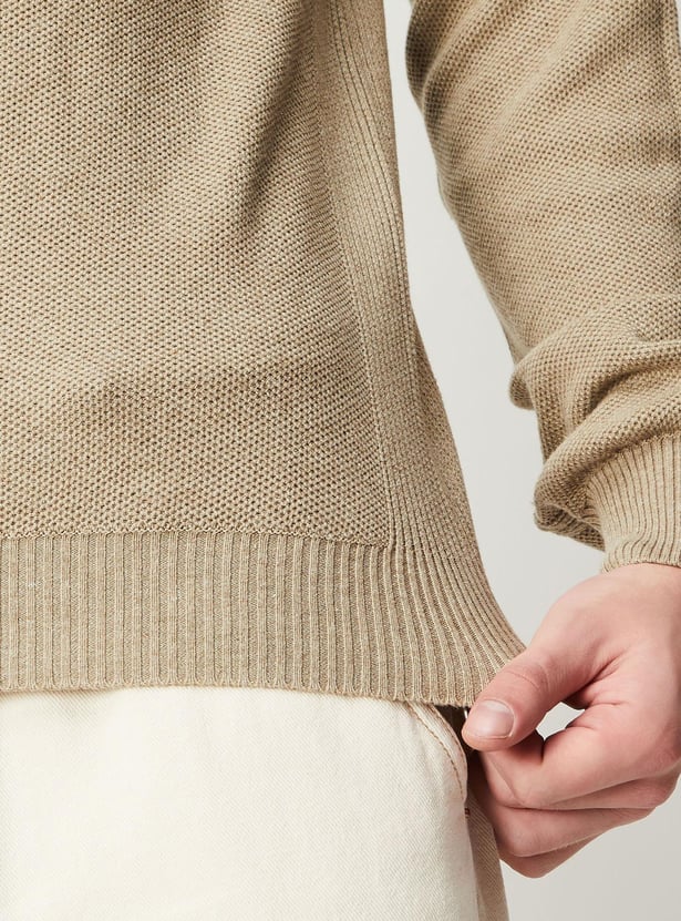 Men Knitted Shawl Collar Sweater
