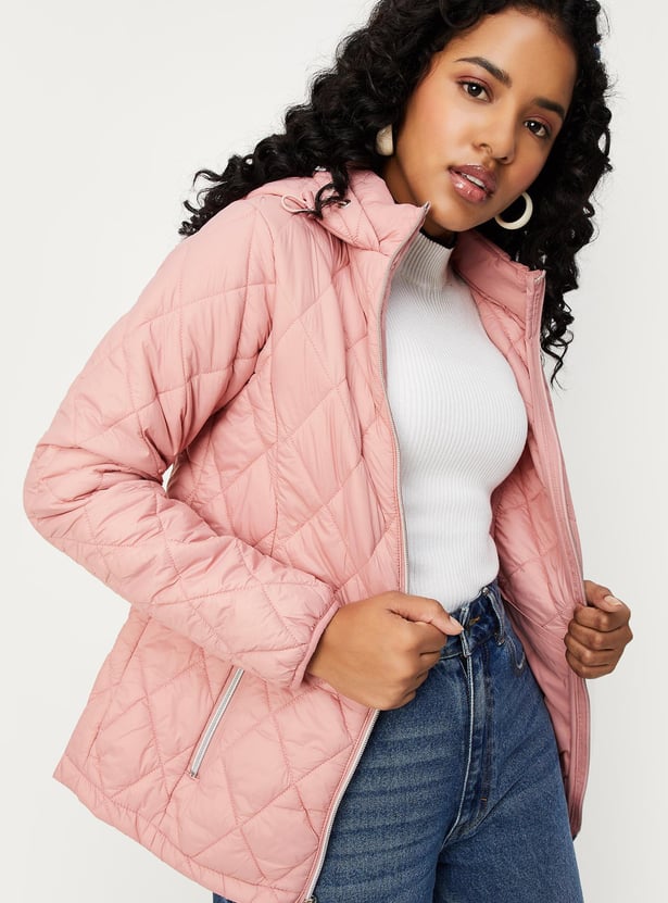 Women Quilted Padded Hooded Jacket