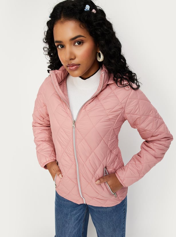 Women Quilted Padded Hooded Jacket