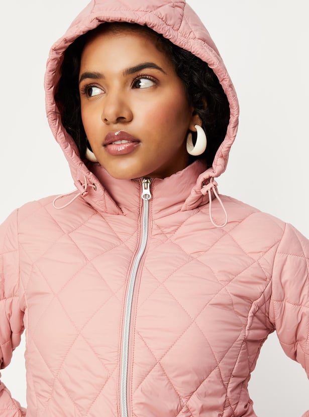 Women Quilted Padded Hooded Jacket