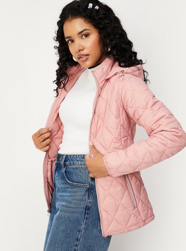 Women Quilted Padded Hooded Jacket