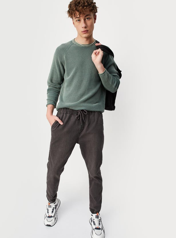 Men Knitted Raglan Sleeves Sweater