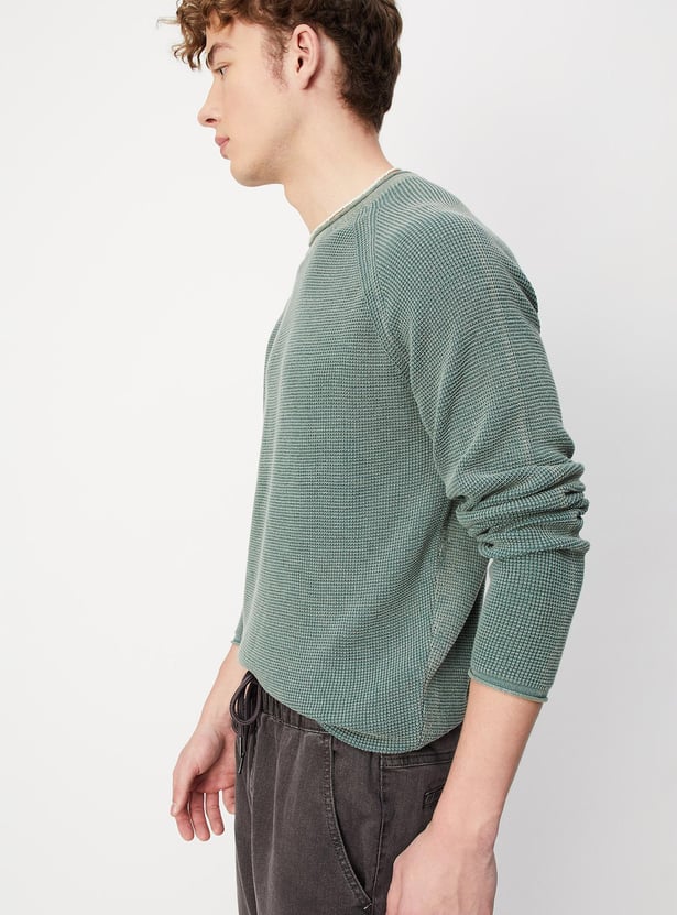 Men Knitted Raglan Sleeves Sweater