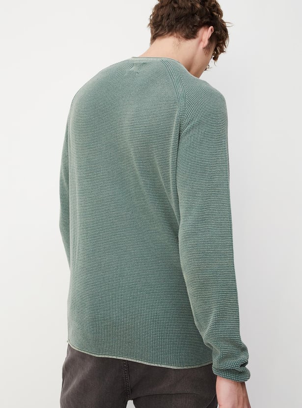 Men Knitted Raglan Sleeves Sweater