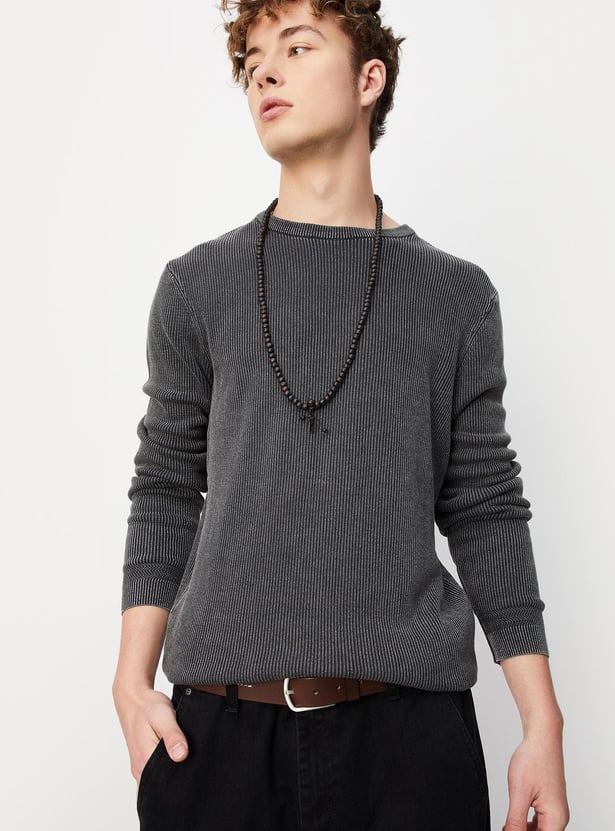 Men Flat Knit Slim Fit Sweater