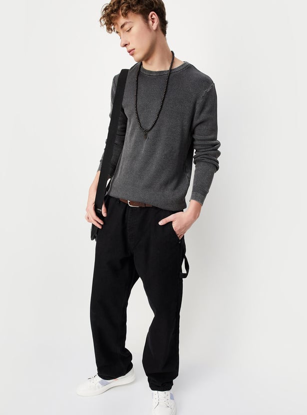 Men Flat Knit Slim Fit Sweater