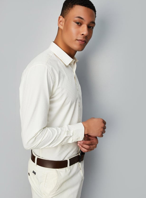 Men Jacquard Slim Fit Formal Shirt