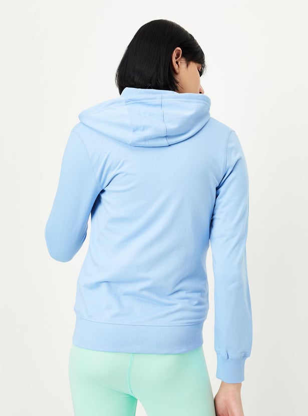 Women Solid Hooded Sweatshirt