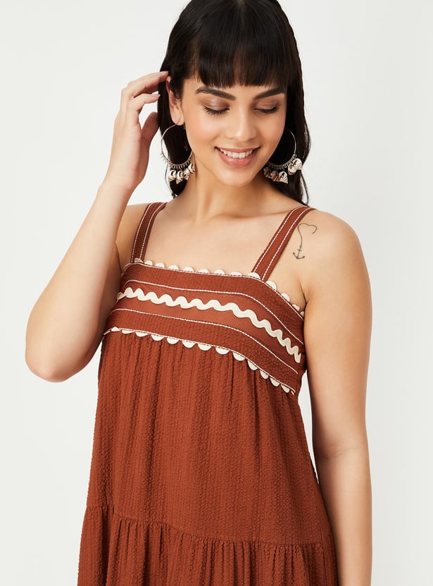 Women Embroidered Tiered Dress