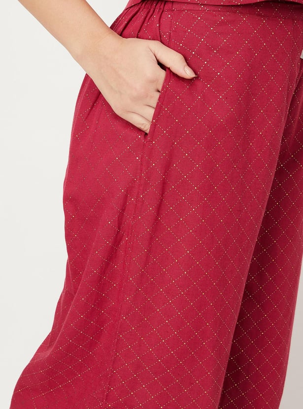 Women Embellished Button-Down Flared Pants