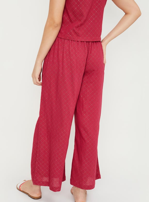 Women Embellished Button-Down Flared Pants