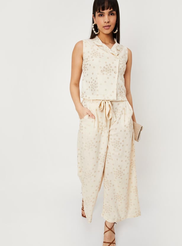 Women Embellished Tie-Up Waist Palazzos