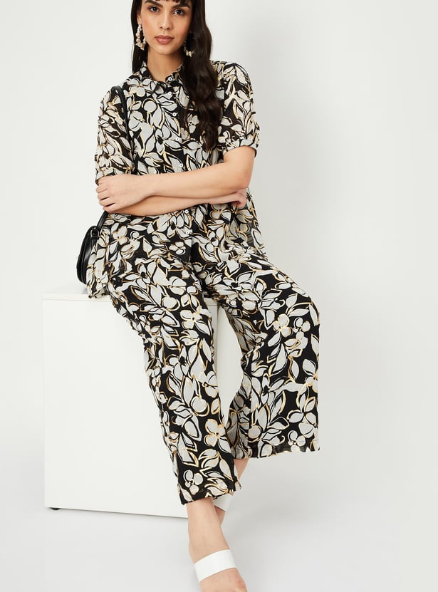 Women Printed Flared Trousers