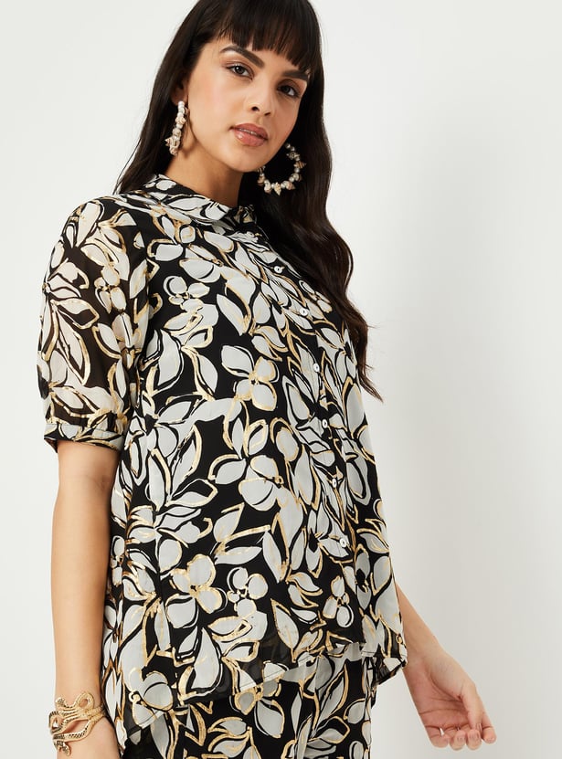 Women Printed Asymmetric Shirt