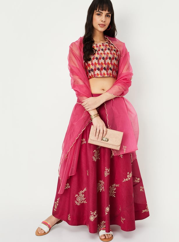 Women Embroidered Lehenga Set