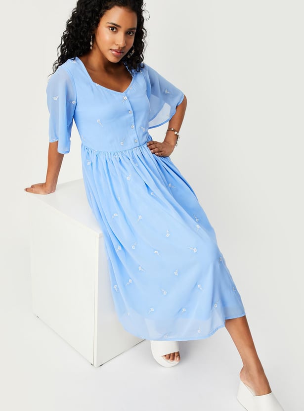 Women Embroidered Midi Dress