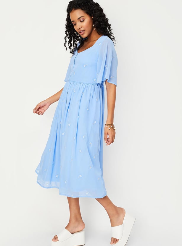 Women Embroidered Midi Dress