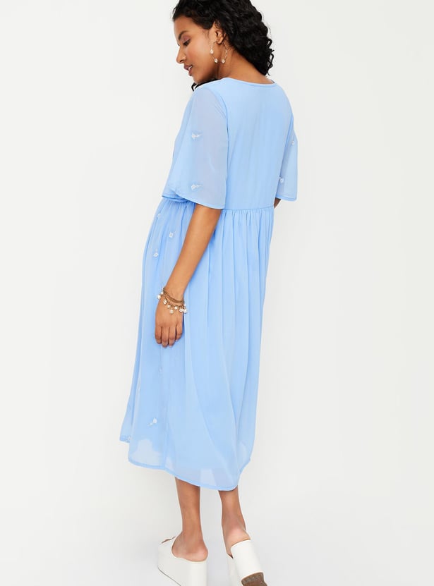 Women Embroidered Midi Dress