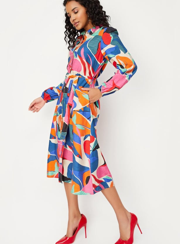Women Printed Shirt Dress