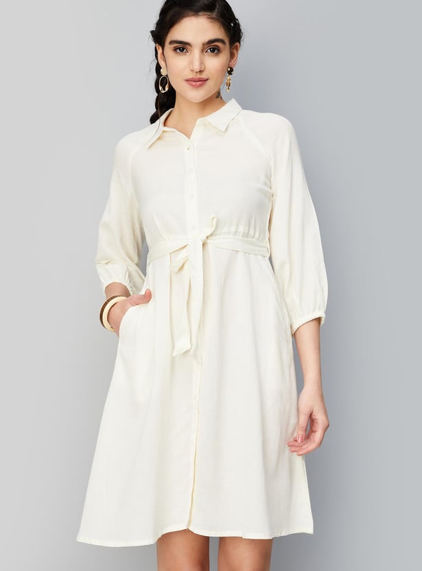 Women Solid Shirt Dress