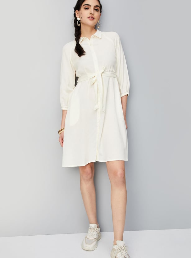 Women Solid Shirt Dress