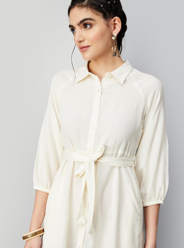 Women Solid Shirt Dress
