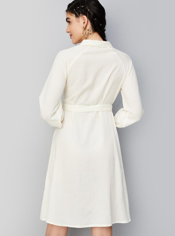 Women Solid Shirt Dress