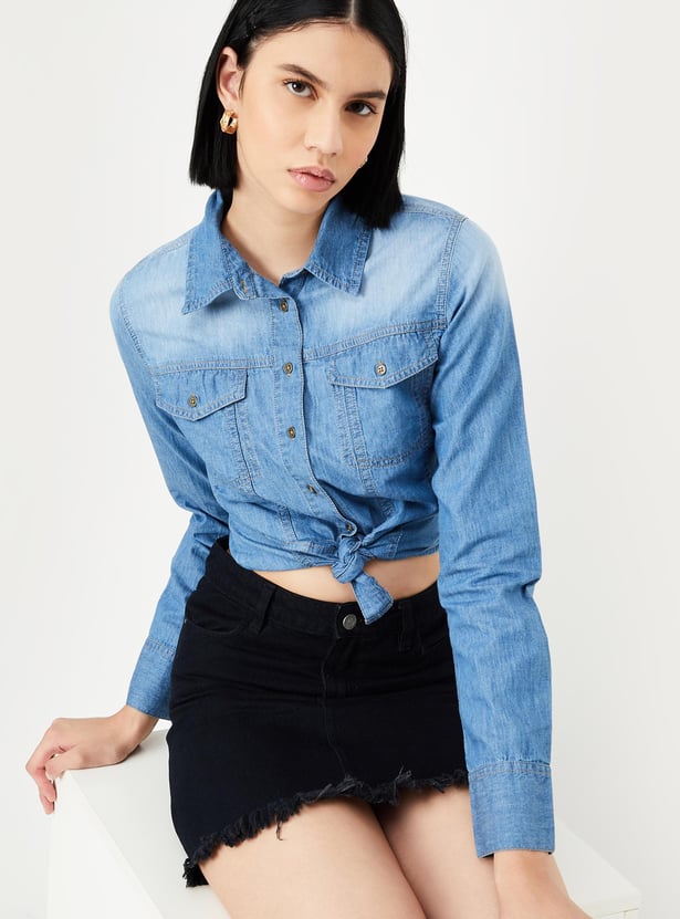 Women Washed Denim Shirt