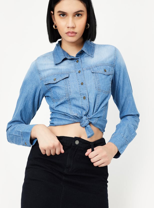 Women Washed Denim Shirt