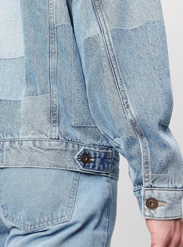 Men Colourblock Denim Jacket