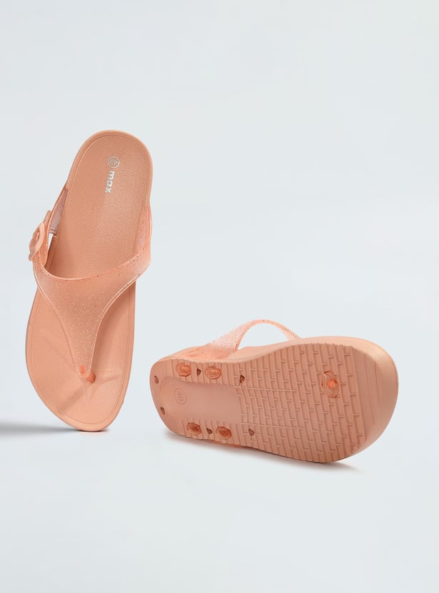 0500~Glittery Leather Sandals with Velour Strap 5cm