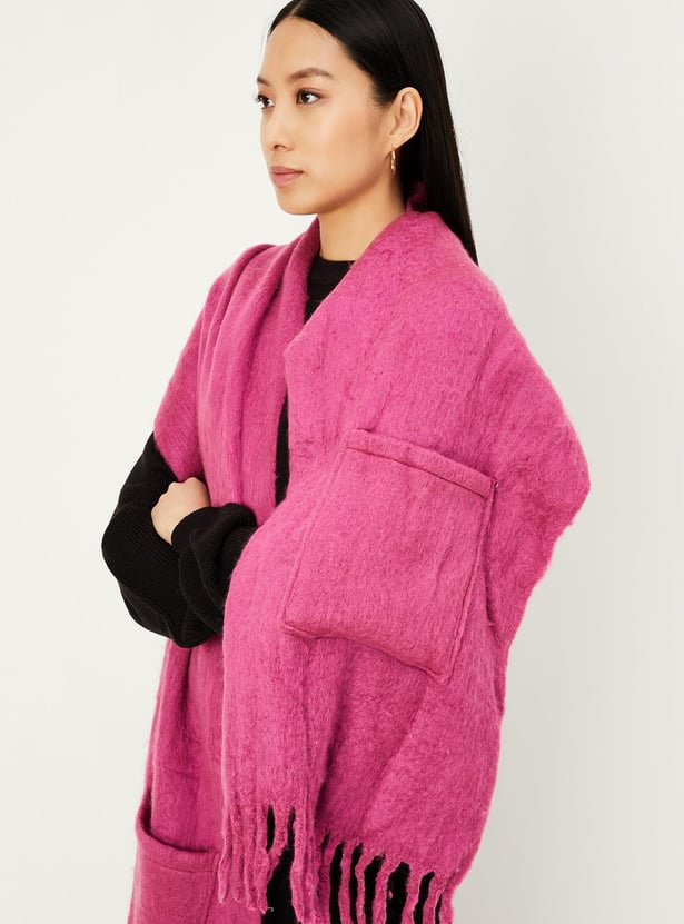 Women Solid Muffler with Pockets