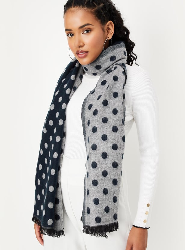 Women Polka Dot Reversible Muffler