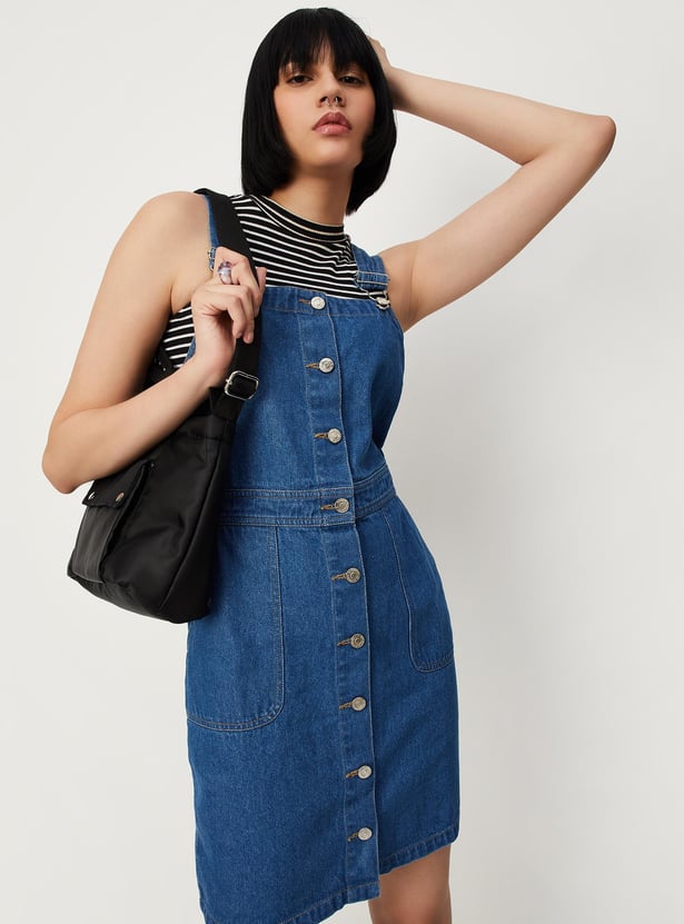 Women Denim Pinafore Dress